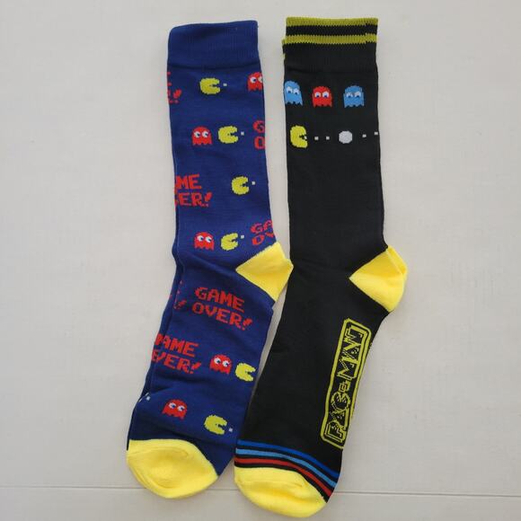 Pac-Man Crew Socks Set of 2 One Blue Pair One Black Pair New In Box Shoe Sz 6-12 - Picture 8 of 8